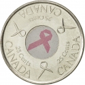 25 Cents 2006, KM# 635, Canada, Elizabeth II, Breast Cancer Awareness, Pink Ribbon