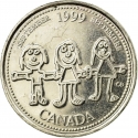 25 Cents 1999, KM# 350, Canada, Elizabeth II, Third Millennium, September, Canada Through a Child's Eye