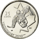 25 Cents 2009, KM# 952, Canada, Elizabeth II, Vancouver 2010 Winter Olympics, Sledge Hockey