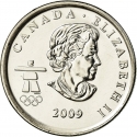 25 Cents 2009, KM# 842, Canada, Elizabeth II, Vancouver 2010 Winter Olympics, Speed Skating