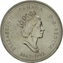 25 Cents 1992, KM# 220, Canada, Elizabeth II, 125th Anniversary of the Canadian Confederation, Yukon