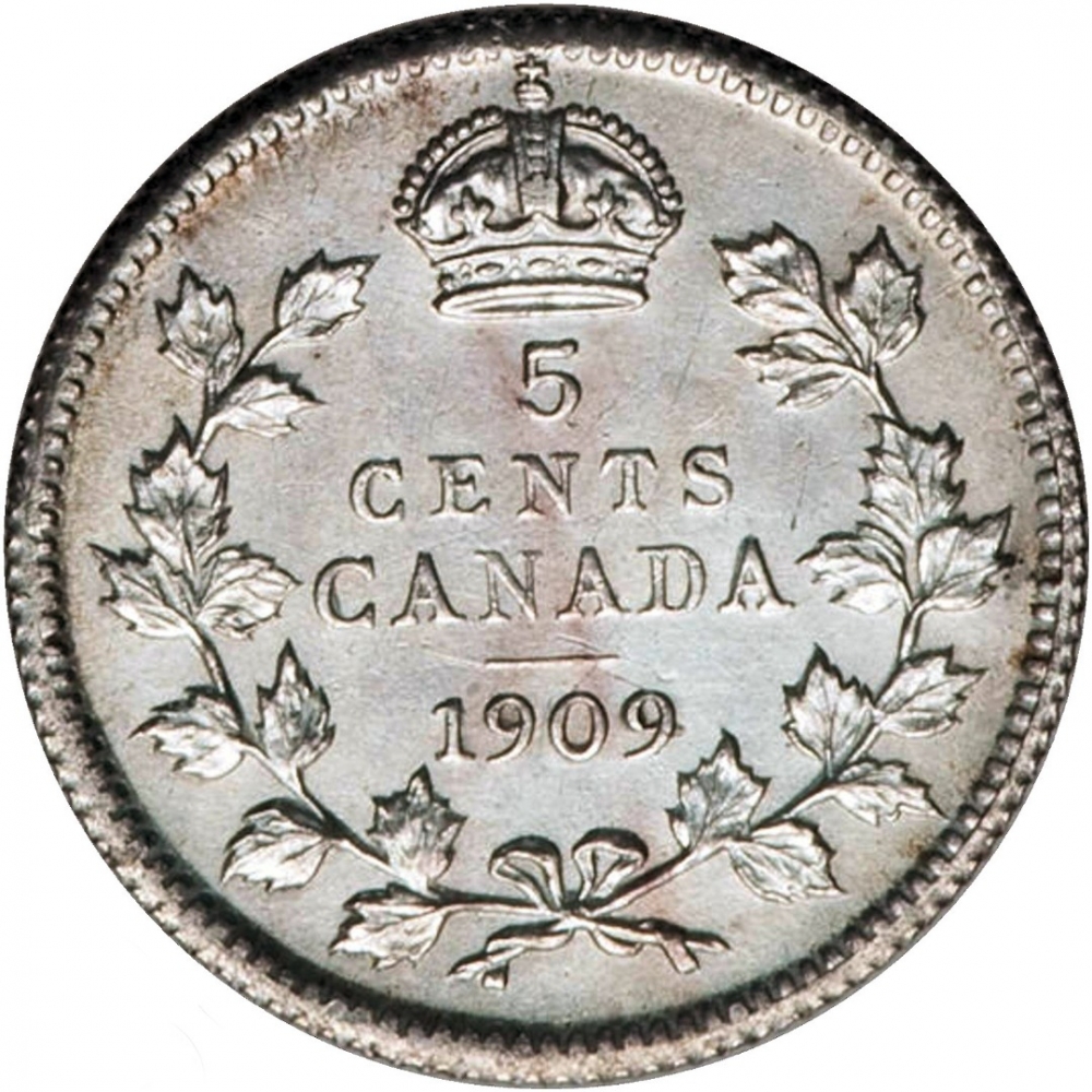 5 Cents 1903-1910, KM# 13, Canada, Edward VII, Pointed (Holly) Leaves