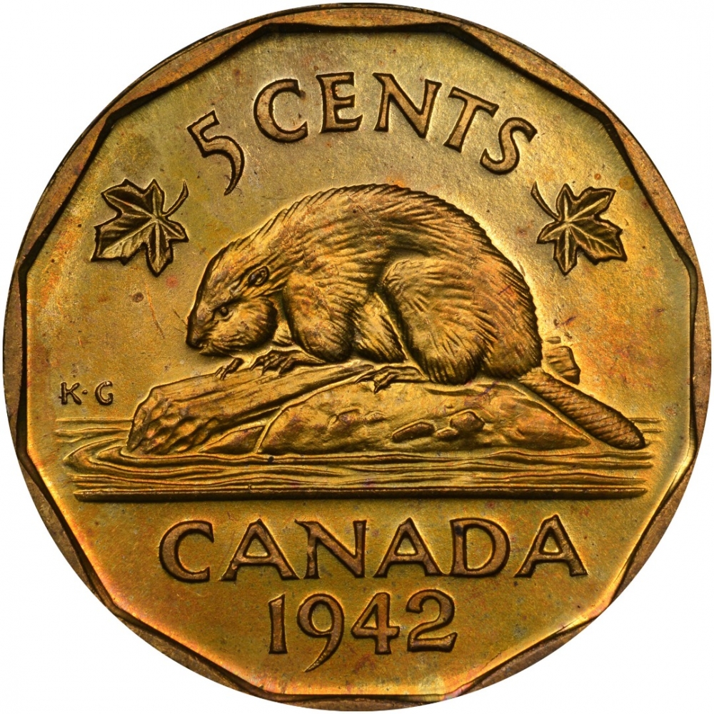 5 Cents 1942, KM# 39, Canada, George VI