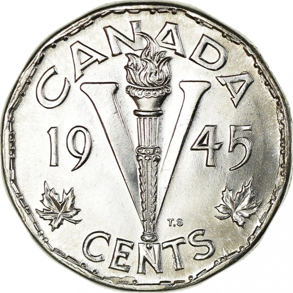 Canada 1944 5 Cents Victory George VI Canadian Nickel 
