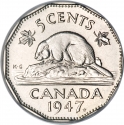 5 Cents 1946-1947, KM# 39a, Canada, George VI