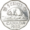 5 Cents 1953-1954, KM# 50, Canada, Elizabeth II