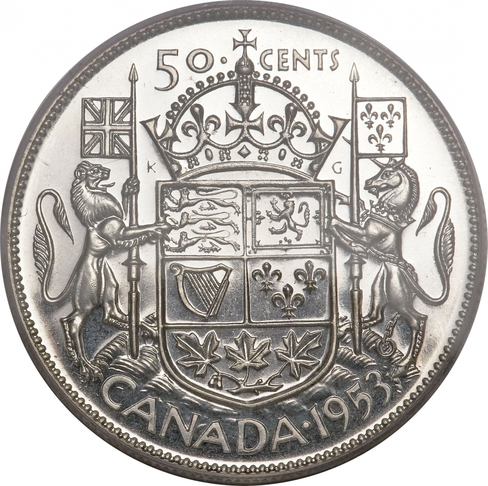 50 Cents 1953-1958, KM# 53, Canada, Elizabeth II