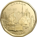 1 Dollar 2017, Canada, Elizabeth II, 150th Anniversary of the Canadian Confederation, Connecting a Nation