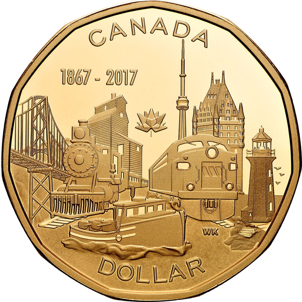 1 Dollar 2017, Canada, Elizabeth II, 150th Anniversary of the Canadian Confederation, Connecting a Nation