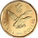 1 Dollar 2006, KM# 630, Canada, Elizabeth II, Lucky Loonie, Torino 2006 Winter Olympics