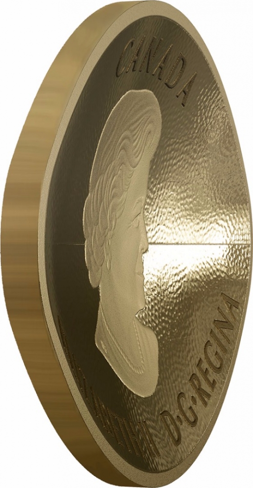 200 Dollars 2017, Canada, Elizabeth II, Football-Shaped and Curved Coin, Edge