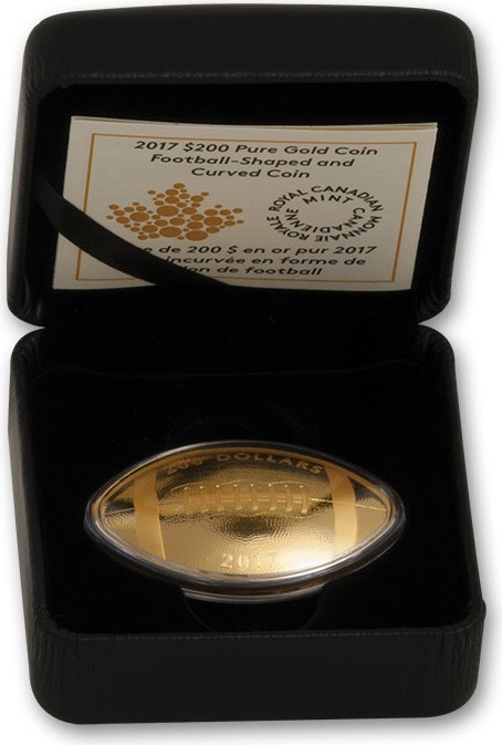 200 Dollars 2017, Canada, Elizabeth II, Football-Shaped and Curved Coin, Box with the certificate