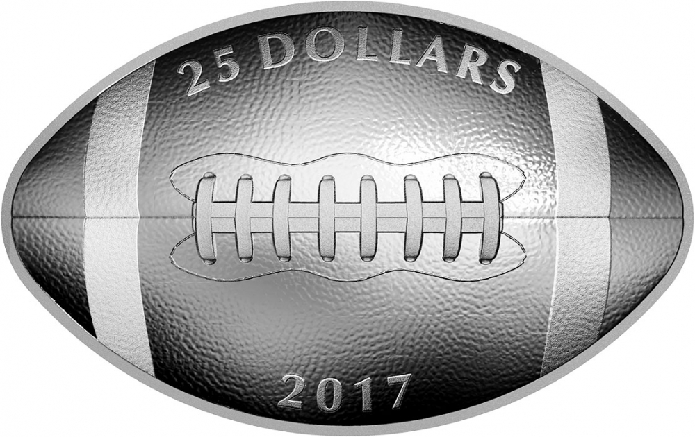 25 Dollars 2017, Canada, Elizabeth II, Football-Shaped and Curved Coin