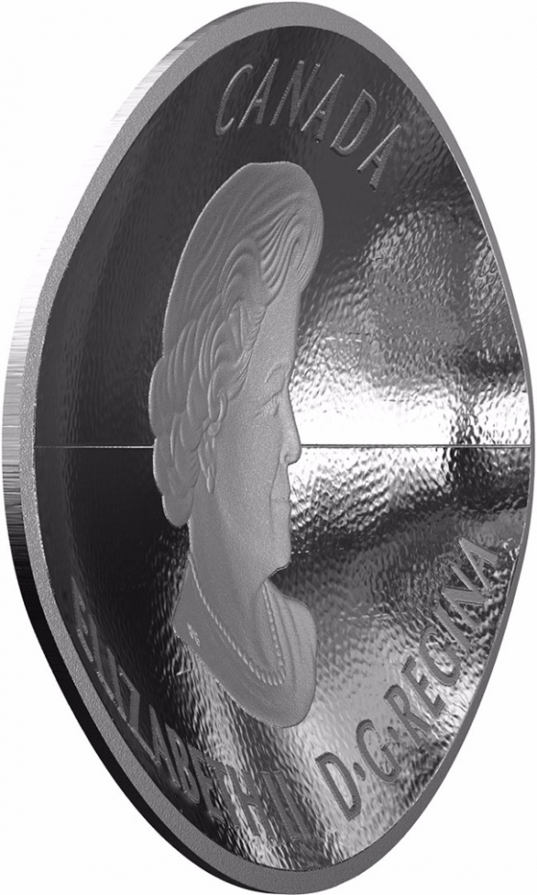 25 Dollars 2017, Canada, Elizabeth II, Football-Shaped and Curved Coin, Edge