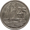 25 Cents 1987-1990, KM# 90, Cayman Islands, Elizabeth II