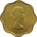 2 Cents 1955-1957, KM# 124, Ceylon, Elizabeth II