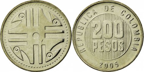 200 Pesos Colombia 1994-2012, KM# 287 | CoinBrothers Catalog