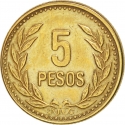 5 Pesos 1989-1993, KM# 280, Colombia