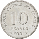 10 Francs 2001-2017, KM# 19, Comoros