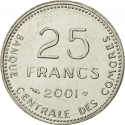 25 Francs 2001, KM# 14a, Comoros, Food and Agriculture Organization (FAO), Increase Food Production