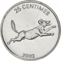 25 Centimes 2002, KM# 83, Congo, Democratic Republic, Animals, African Wild Dog