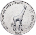 50 Centimes 2002, KM# 78, Congo, Democratic Republic, Food and Agriculture Organization (FAO), Food Security