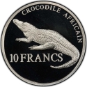 10 Francs 2000, KM# 92, Congo, Democratic Republic, African Crocodile