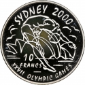 10 Francs 1999, KM# 23, Congo, Democratic Republic, Sydney 2000 Summer Olympics, Diving