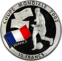 10 Francs 2002, Congo, Democratic Republic, 2002 Football (Soccer) World Cup in Korea and Japan, Flag of France