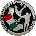 10 Francs 2002, Congo, Democratic Republic, 2002 Football (Soccer) World Cup in Korea and Japan, Flag of Italy