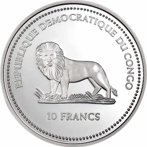 10 Francs 2005, KM# 172, Congo, Democratic Republic, Pope Benedict XVI in Germany