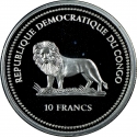 10 Francs 2003, KM# 100, Congo, Democratic Republic, Exceptional Animals, Striped Skunk