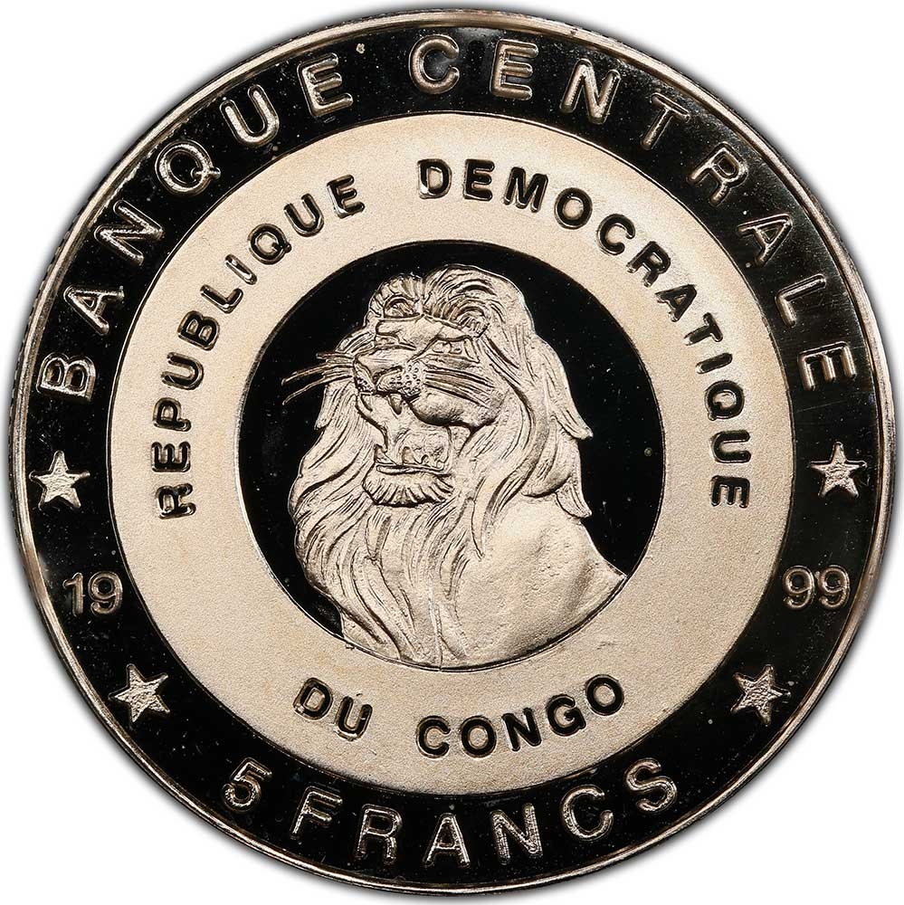 5 Francs 1999, Congo, Democratic Republic, Royal Families Of Europe, Queen Beatrix of the Netherlands