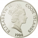 50 Dollars 1988, KM# 62, Cook Islands, Elizabeth II, Great Explorers, Captain James Cook