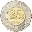 25 Kuna 2002, KM# 66, Croatia, 10th Anniversary of International Recognition of Croatia