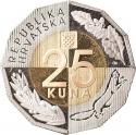 25 Kuna 2016, KM# 111, Croatia, 25th Anniversary of Independence of Croatia