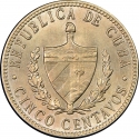 5 Centavos 1915-1961, KM# 11, Cuba