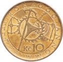 10 Korun 2000, KM# 42, Czech Republic, Year 2000