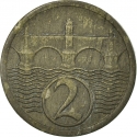 2 Halere 1923-1925, KM# 5, Czechoslovakia