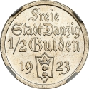 1/2 Gulden 1923-1927, KM# 144, Danzig