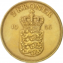 2 Kroner 1947-1959, KM# 838, Denmark, Frederick IX