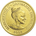 20 Kroner 2002, KM# 889, Denmark, Margrethe II, Danish Towers, Aarhus City Hall