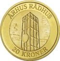 20 Kroner 2002, KM# 889, Denmark, Margrethe II, Danish Towers, Aarhus City Hall
