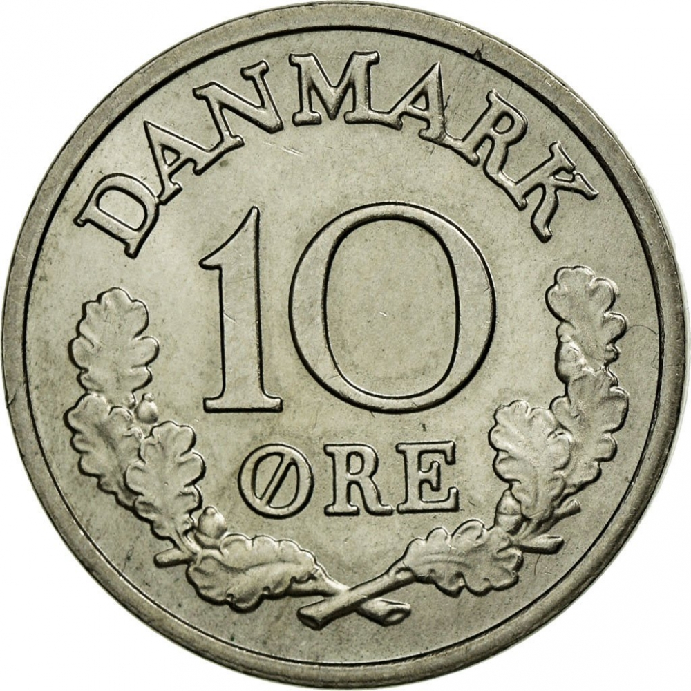 10 Øre 1960-1972, KM# 849, Denmark, Frederick IX