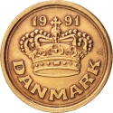 25 Øre 1990-2008, KM# 868, Denmark, Margrethe II