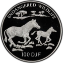 100 Francs 1994, KM# 32, Djibouti, Endangered Wildlife, Zebra