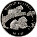 50 Francs 1977, KM# 35, Djibouti, Wildlife of Africa, Lion