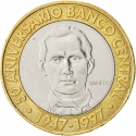 5 Pesos 1997, KM# 88, Dominican Republic, 50th Anniversary of Central Bank