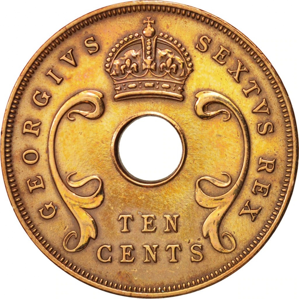 10 Cents 1949-1952, KM# 34, East Africa, George VI