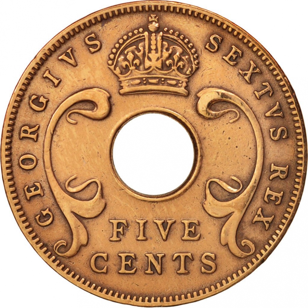 5 Cents 1949-1952, KM# 33, East Africa, George VI